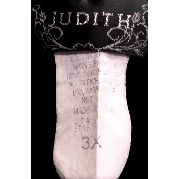 Judith Womens Plus Size 3X Top Black Floral Layered Look Short Sleeve - Picture 7 of 9